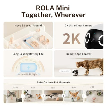 Enabot EBO ROLA Mini Pet Camera Robot: 2K FamilyBot Mobile Home Companion