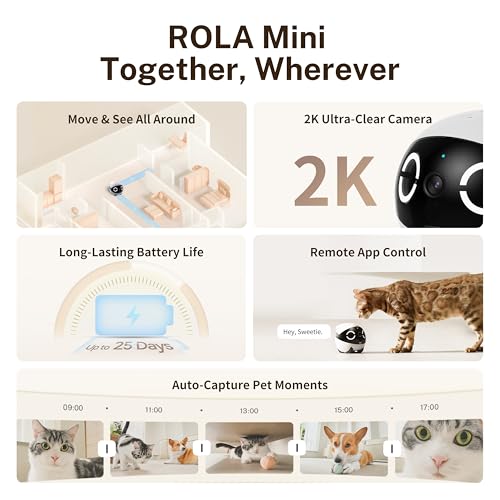 Enabot EBO ROLA Mini Pet Camera Robot: 2K FamilyBot Mobile Home Companion