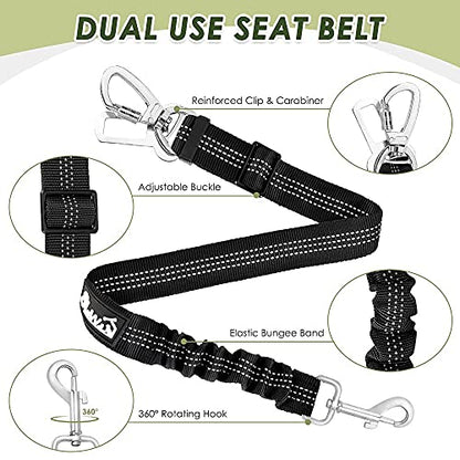 SlowTon Dog Seatbelt, 2 Pack Adjustable Heavy Duty Safety Dog Seat Belt