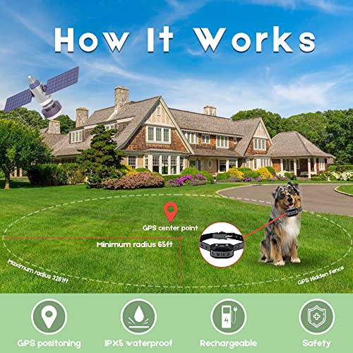 GPS Wireless Dog Fence with 65–3281 ft Adjustable Range