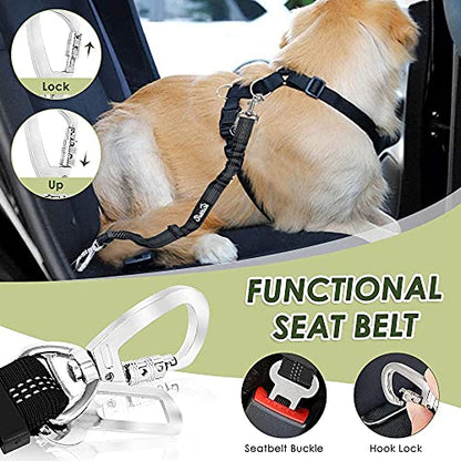 SlowTon Dog Seatbelt, 2 Pack Adjustable Heavy Duty Safety Dog Seat Belt