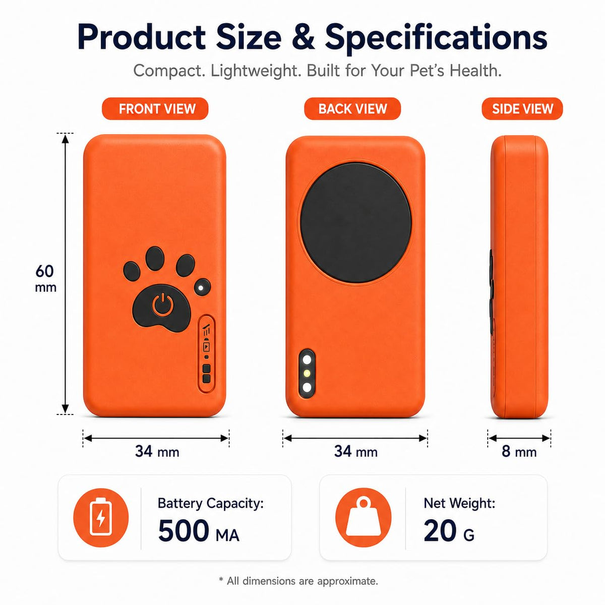 Smart Dog Health Monitoring Collar, Heart Rate, Respiratory & Activity Tracker with Wellness Insights, Waterproof Pet Collar with App(No Monthly fee)