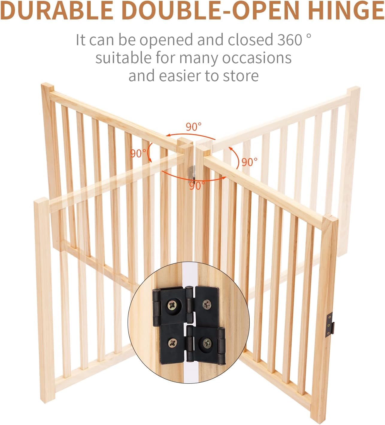 Wooden Freestanding Pet Gate for Doorways & Stairs