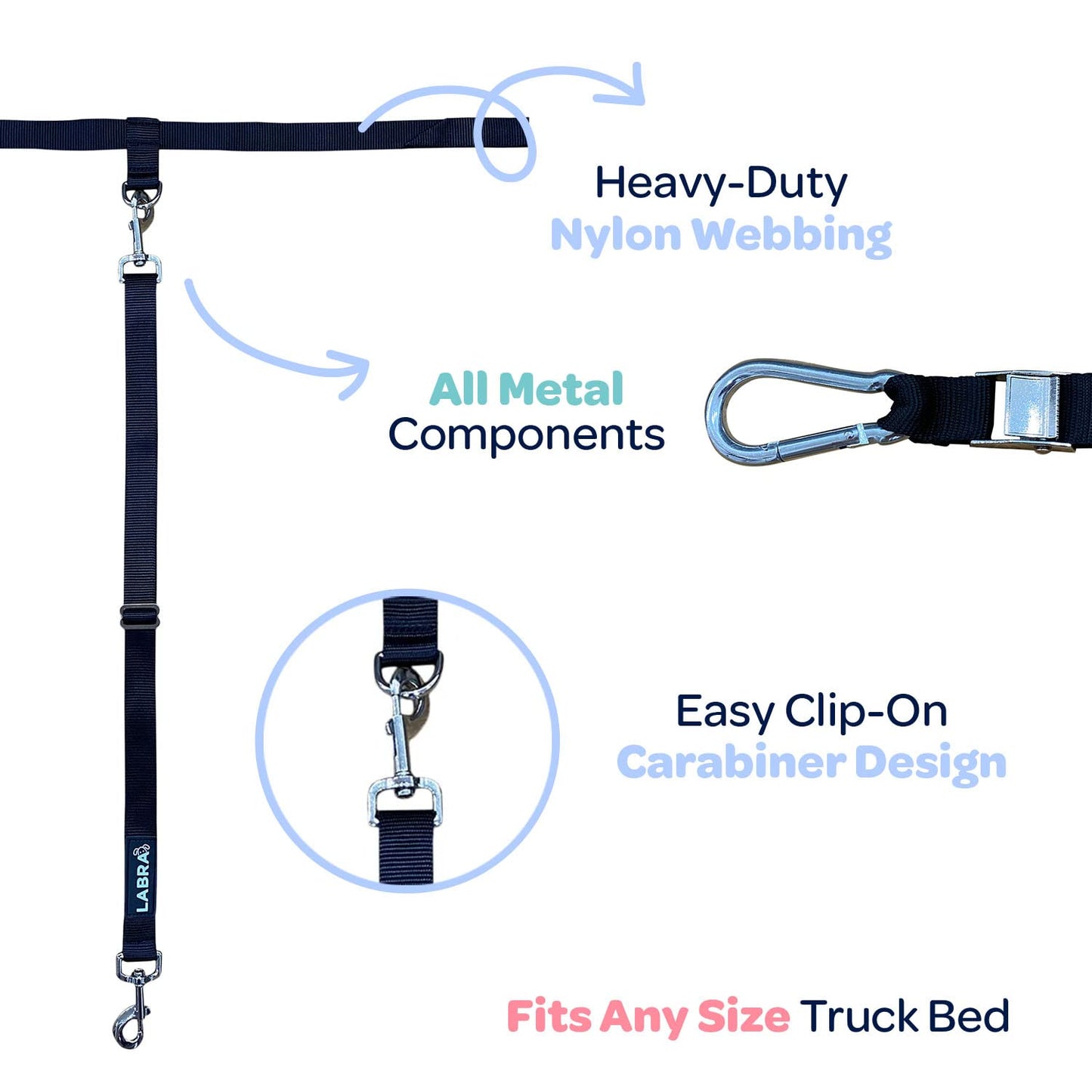 Dog Truck Bed Leash Tether & Vehicle Restraint System