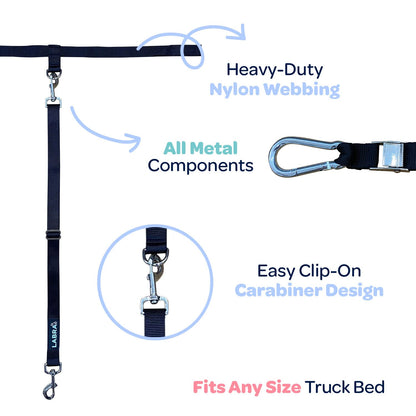 Dog Truck Bed Leash Tether & Vehicle Restraint System