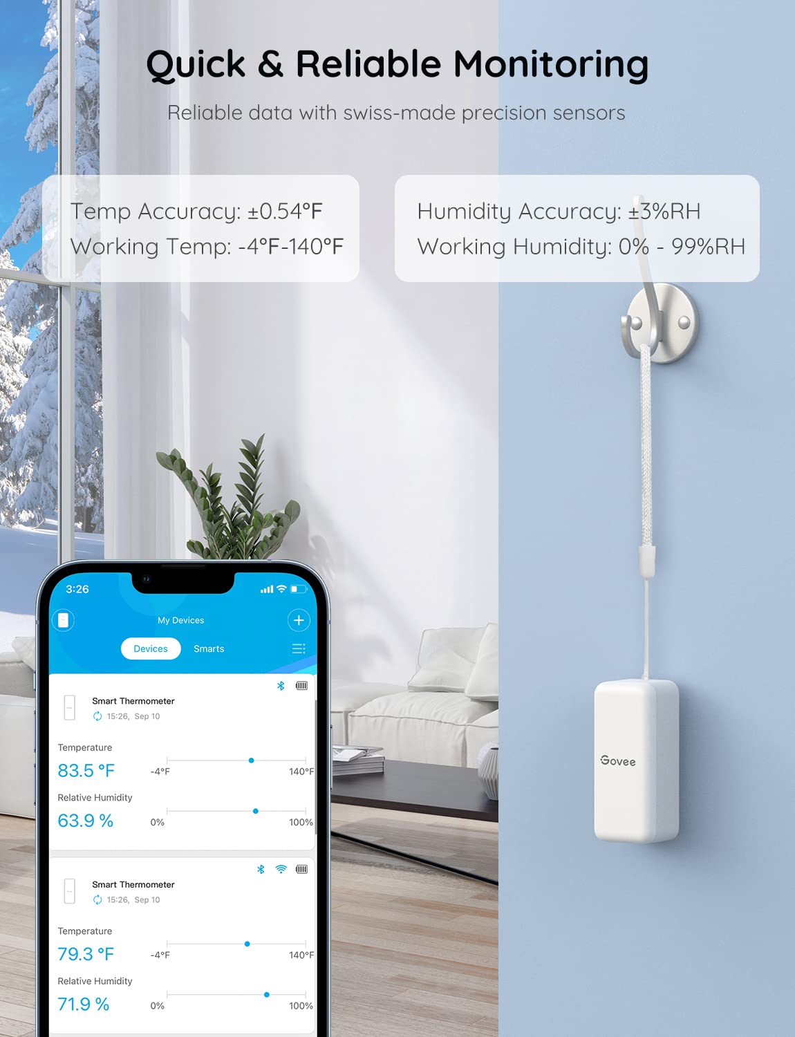 Smart WiFi Temperature & Humidity Monitor with App Alerts