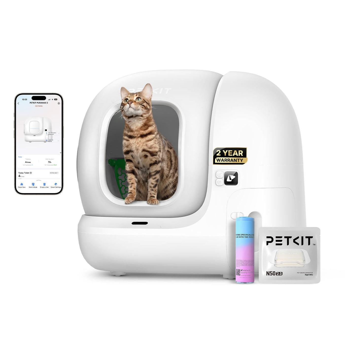 Smart Self-Cleaning Litter Box with App Control & Safety Sensors
