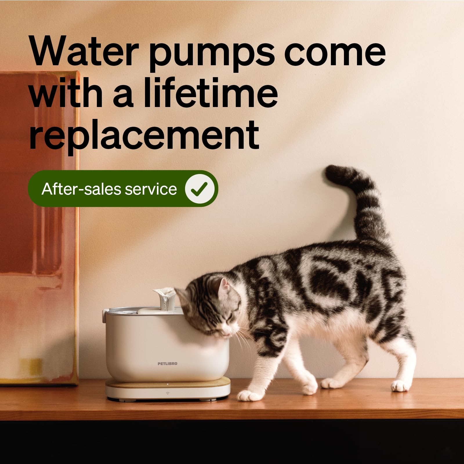 3L Cordless Smart Pet Water Fountain with Stainless Steel Tray