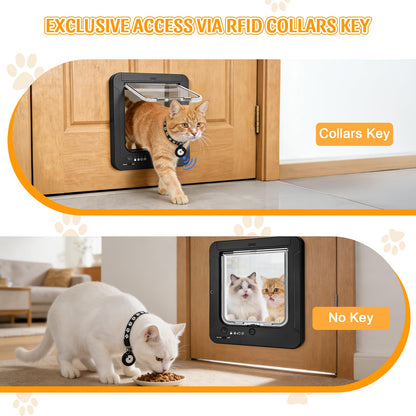 RFID Smart Cat Door with Remote Control & 4-Way Locking