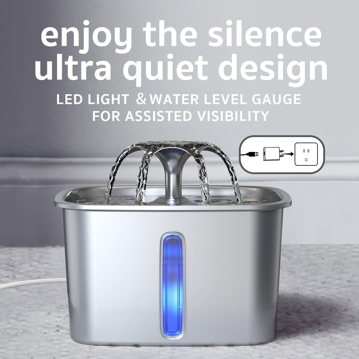 2.8L Stainless Steel Automatic Pet Water Fountain