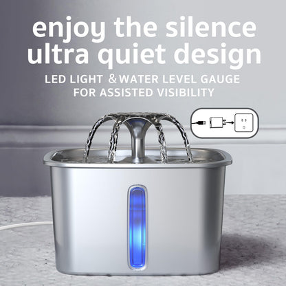 2.8L Stainless Steel Automatic Pet Water Fountain