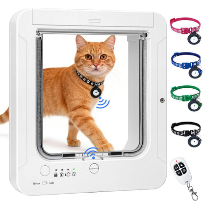 RFID Smart Cat Door with Remote Control & 4-Way Locking