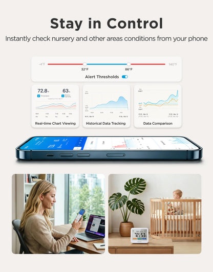 5-in-1 WiFi Temperature & Humidity Monitor with Weather Station