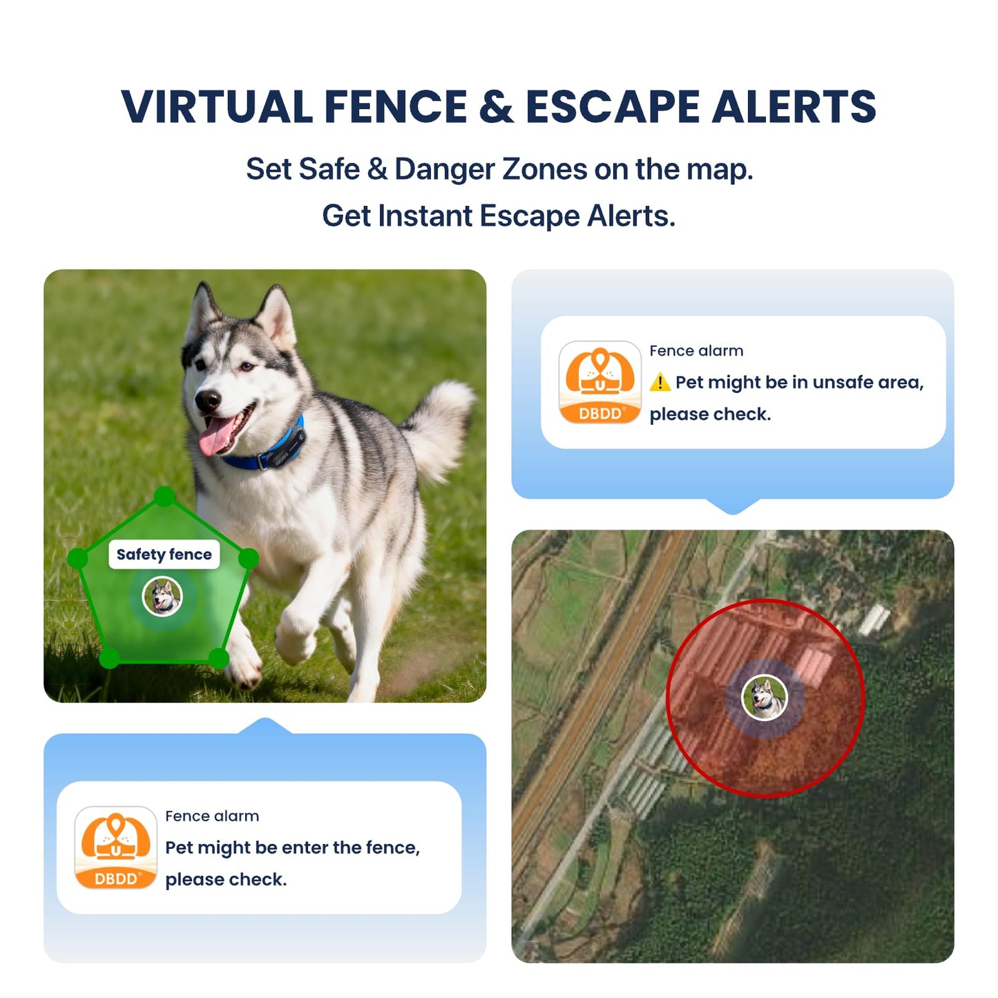 DBDD AI GPS Dog Tracker, Virtual Fence & AI Health Monitor, Waterproof