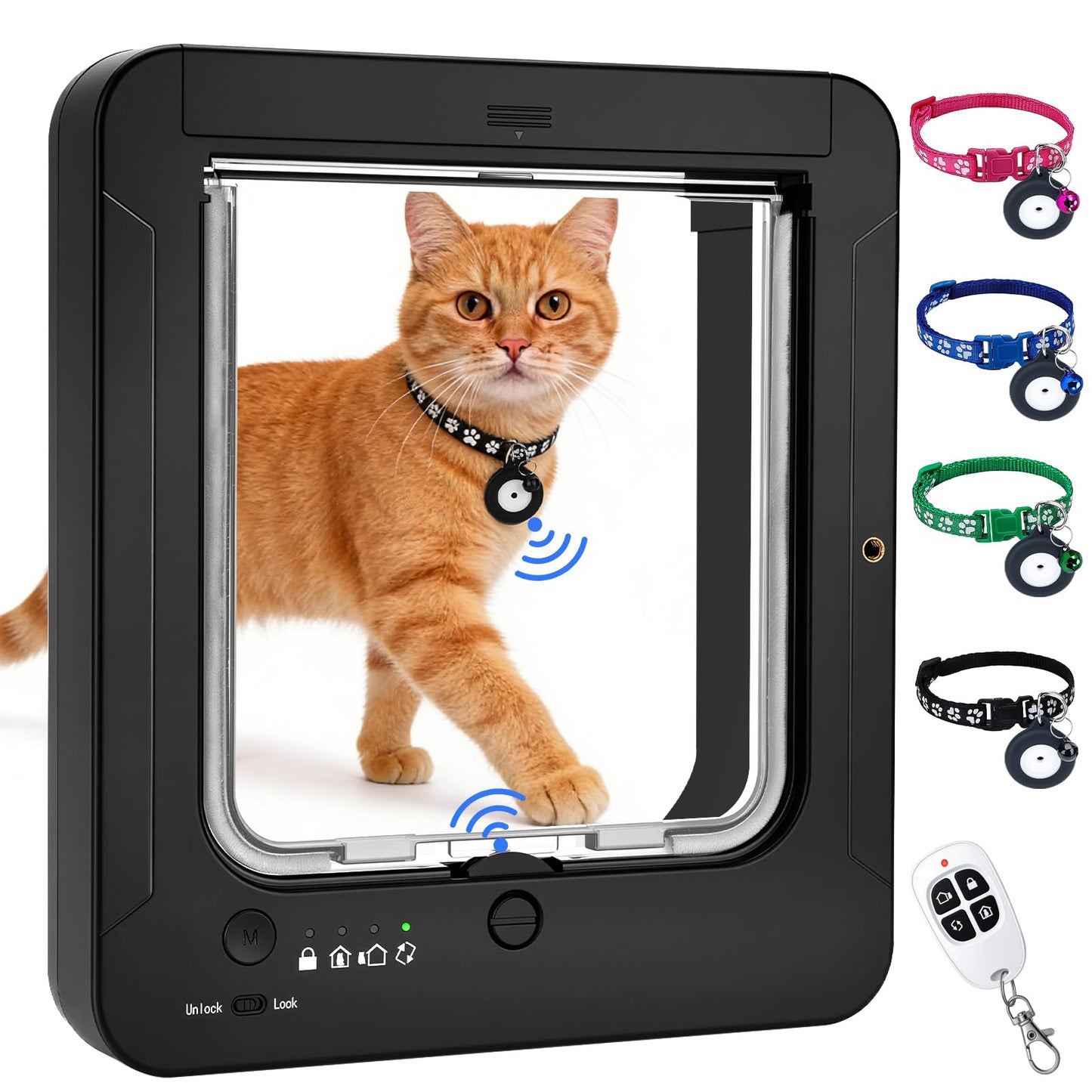 RFID Smart Cat Door with Remote Control & 4-Way Locking