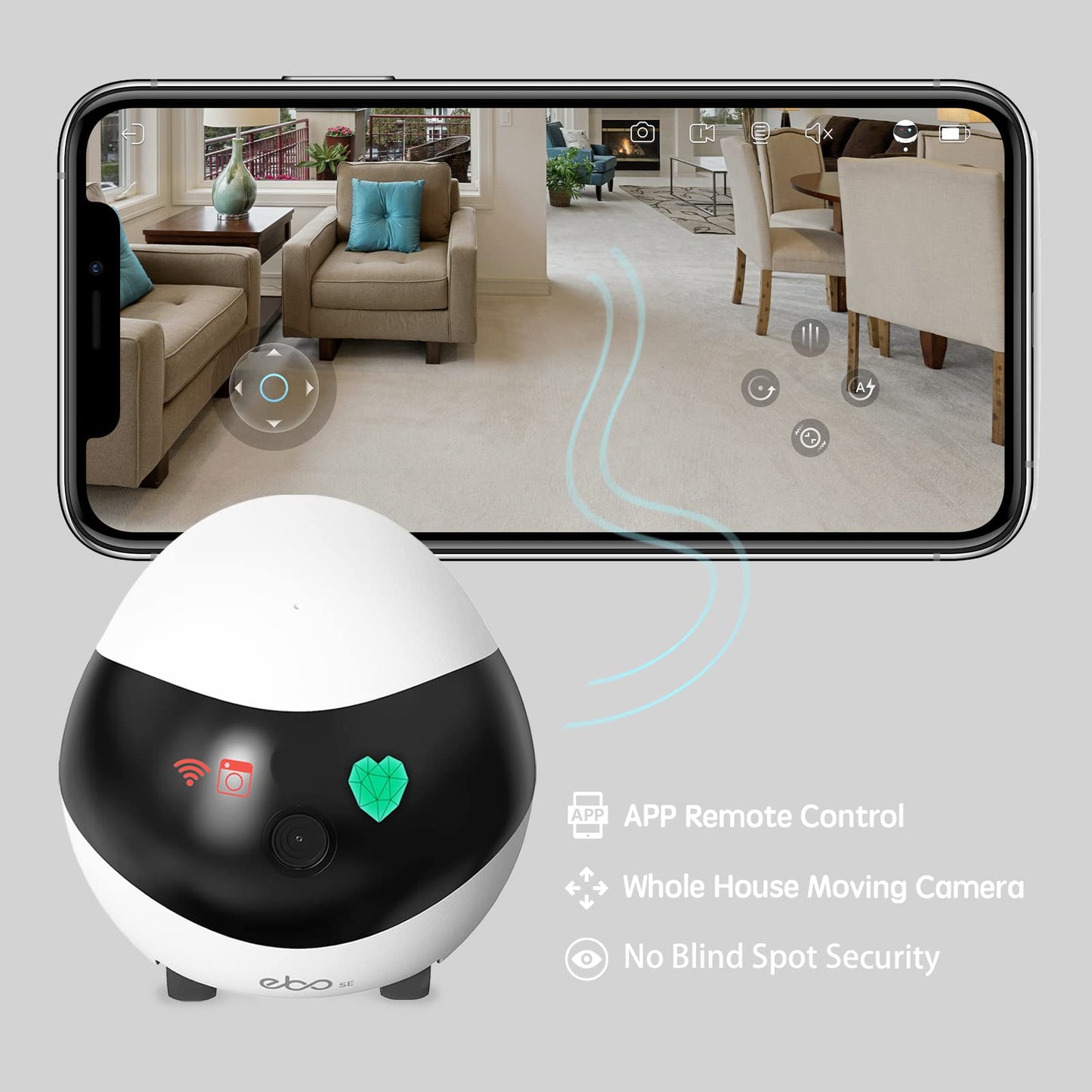 Enabot EBO SE Home Robot Camera: 1080P Mobile FamilyBot Pet Companion
