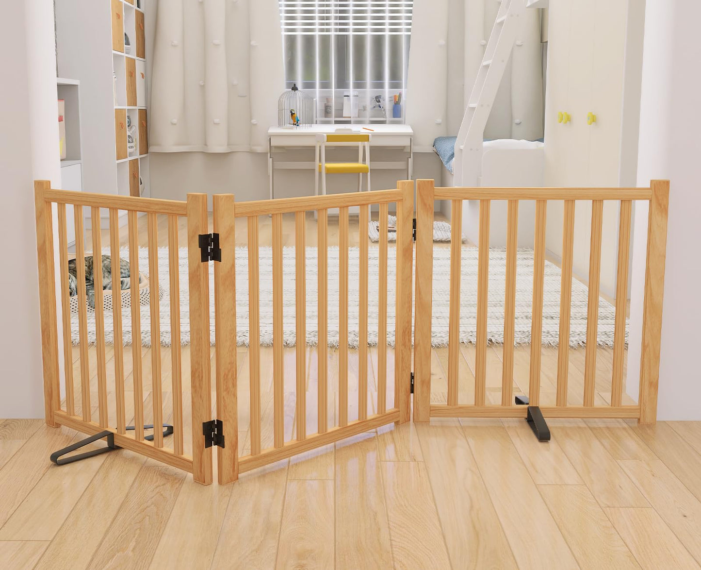 Wooden Freestanding Pet Gate for Doorways & Stairs