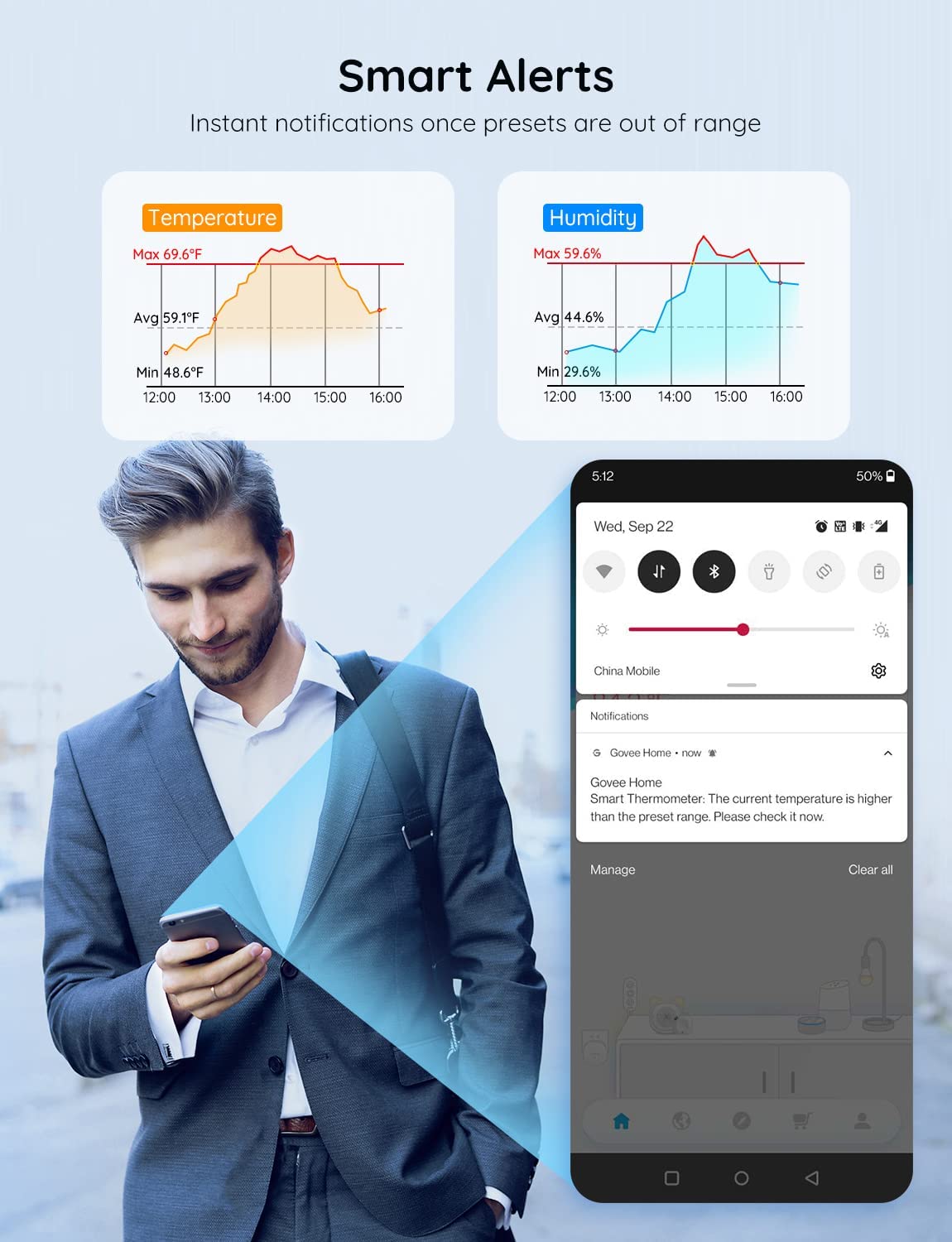 Smart WiFi Temperature & Humidity Monitor with App Alerts