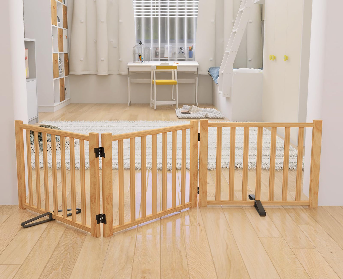 Wooden Freestanding Pet Gate for Doorways & Stairs