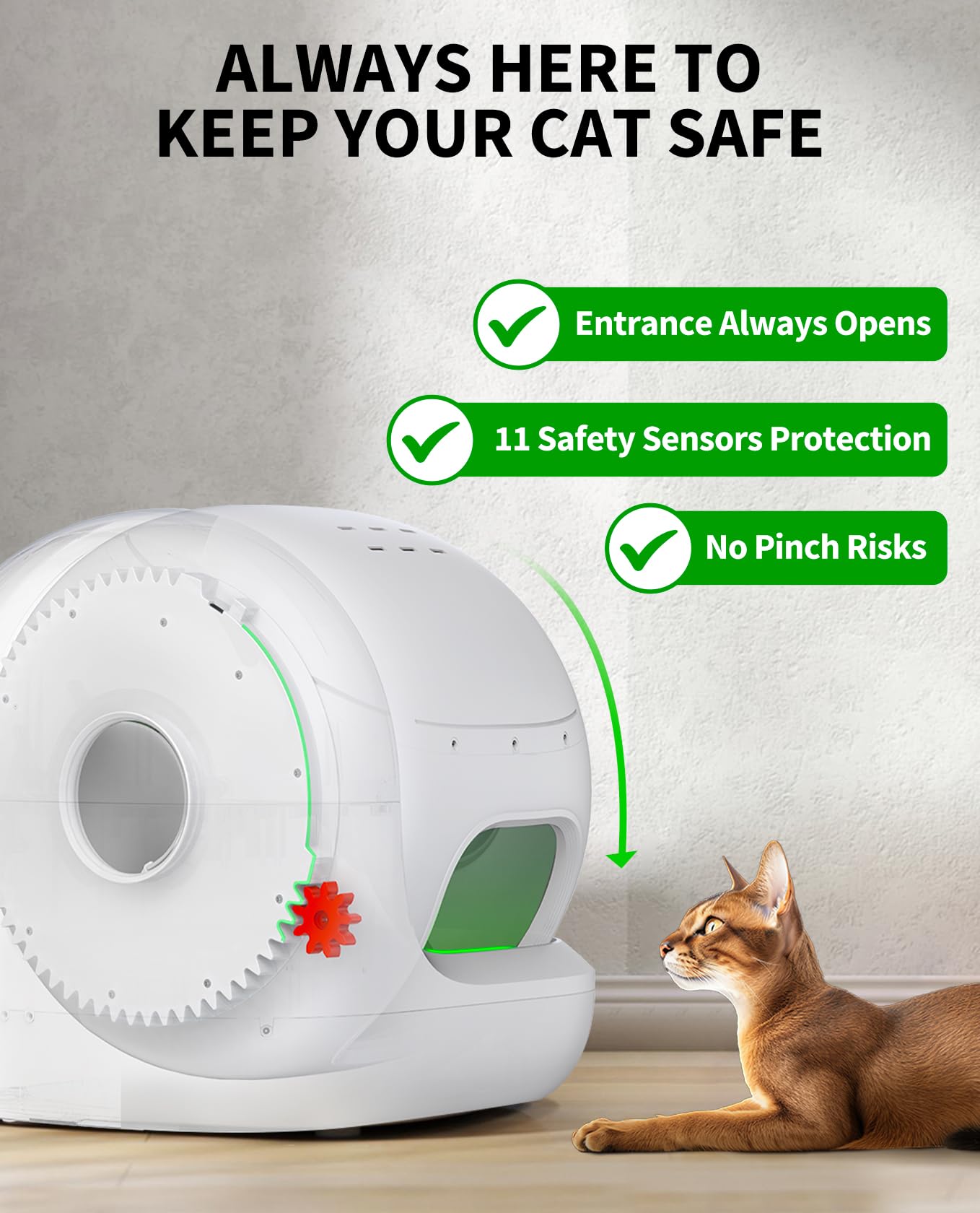 Smart Self-Cleaning Litter Box with App Control & Safety Sensors