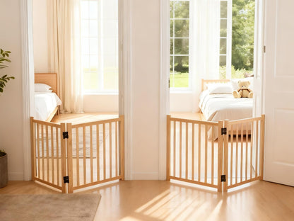 Wooden Freestanding Pet Gate for Doorways & Stairs