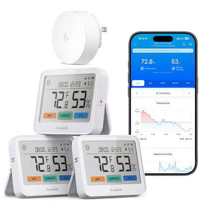 5-in-1 WiFi Temperature & Humidity Monitor with Weather Station