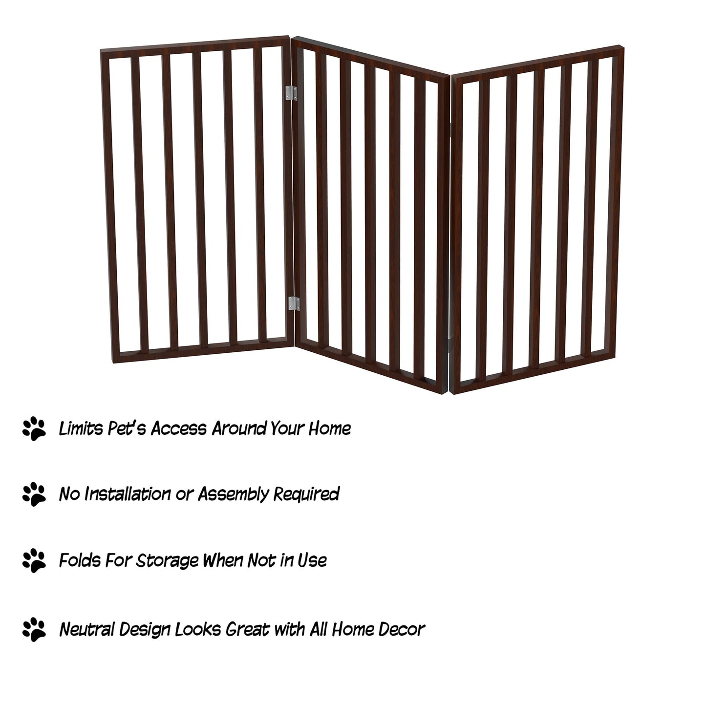 Foldable Wooden Pet Gate for Doorways, Hallways & Stairs