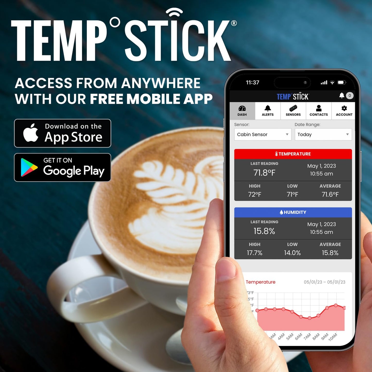 Wireless WiFi Temperature & Humidity Sensor with Remote Alerts