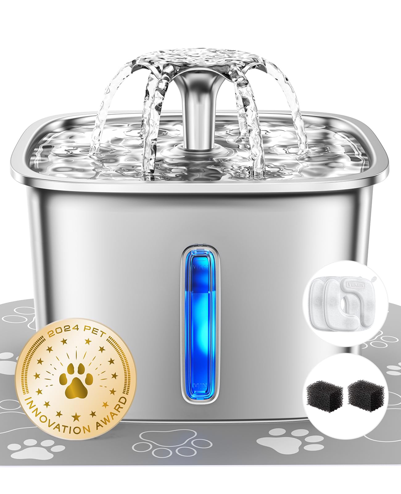 2.8L Stainless Steel Automatic Pet Water Fountain