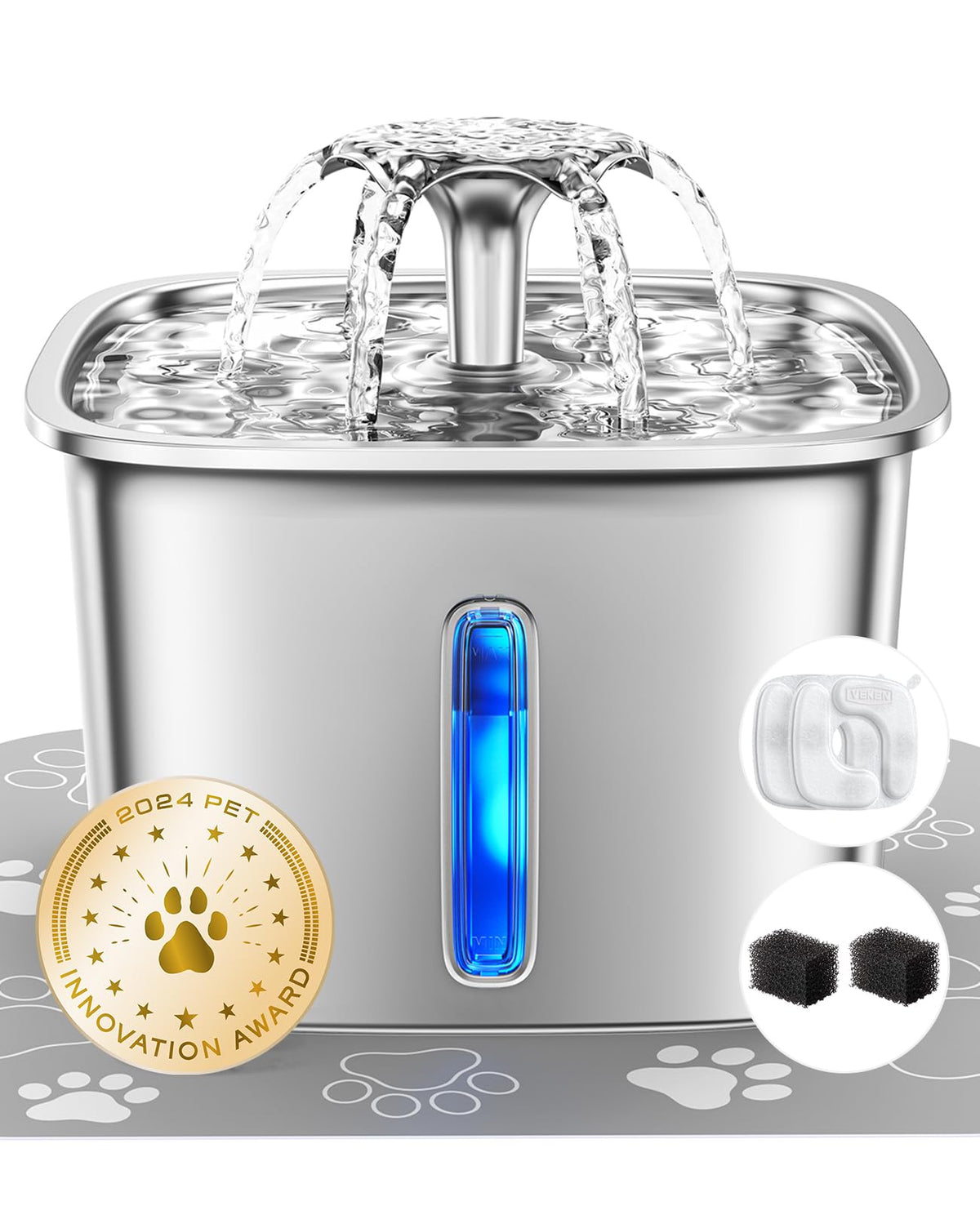 2.8L Stainless Steel Automatic Pet Water Fountain