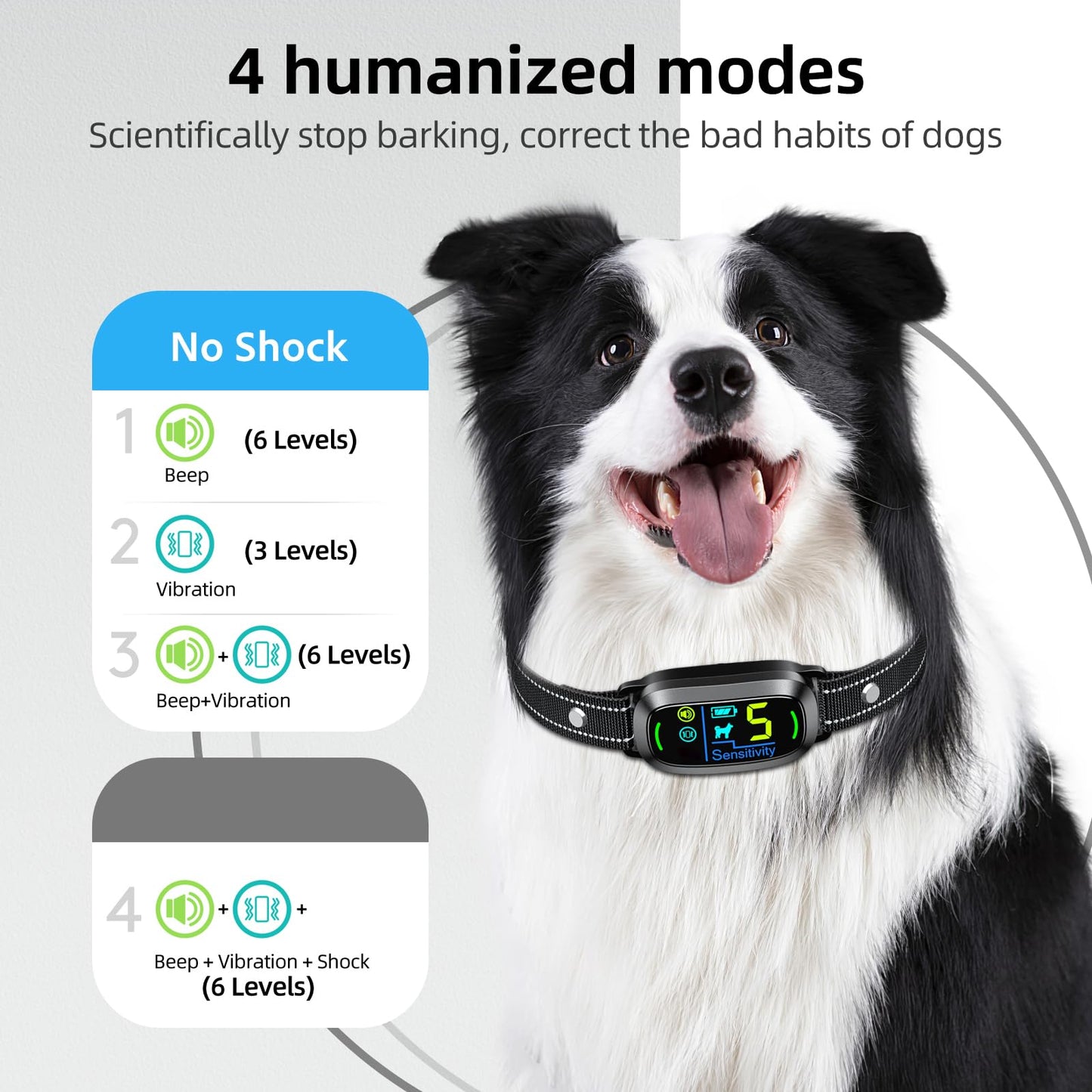 Rechargeable Smart Bark Collar with 5 Sensitivity Levels