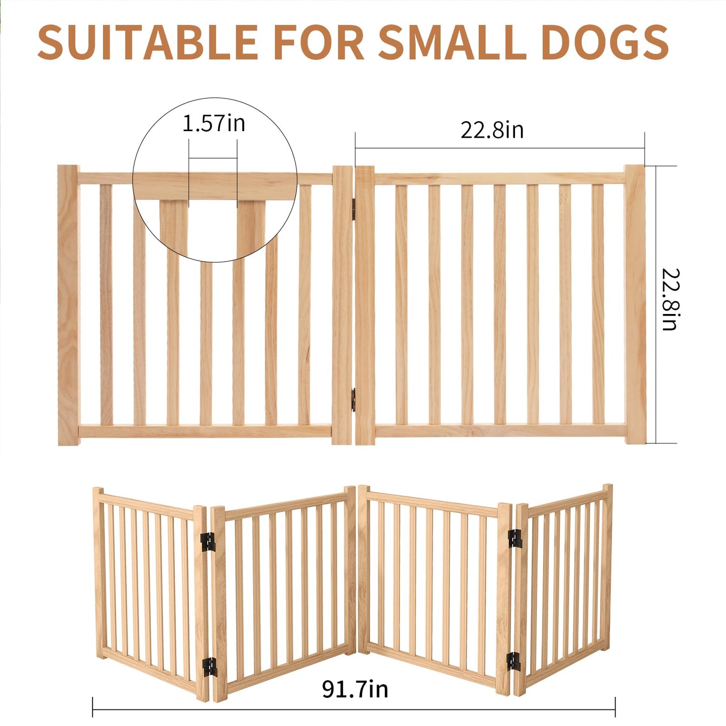 Wooden Freestanding Pet Gate for Doorways & Stairs