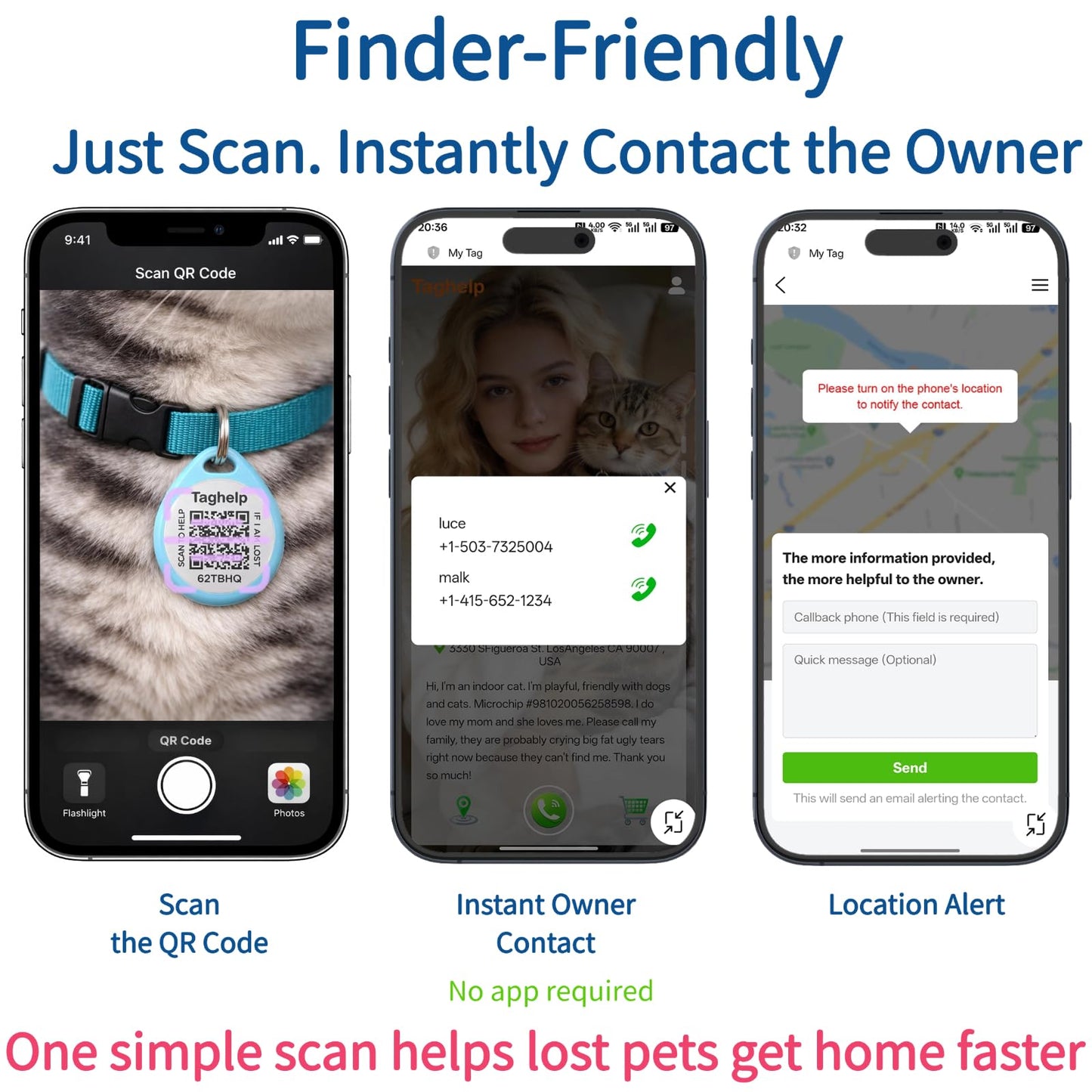 QR Code Pet ID Tag with Scan Alerts & Digital Profile