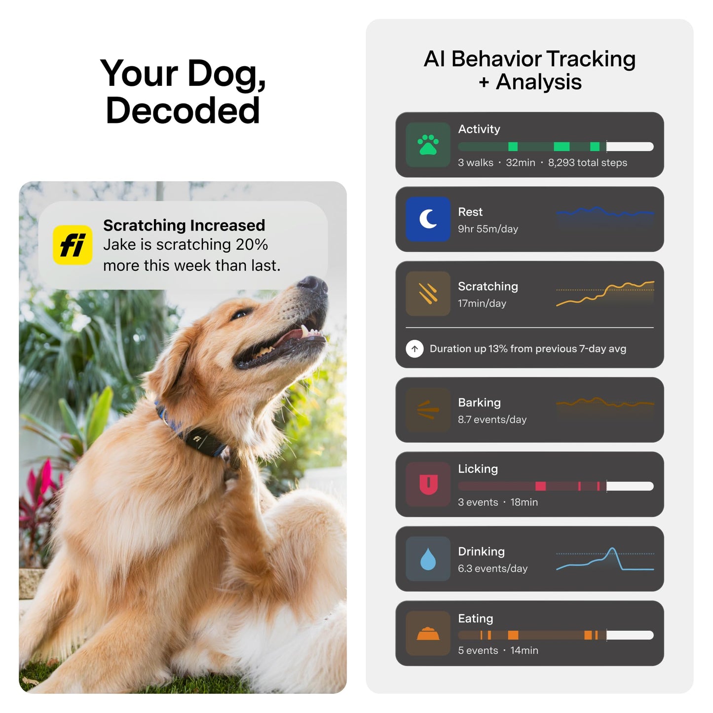 Fi Series 3+ Smart Dog Collar, GPS + Health Tracking, 6-Month Membership