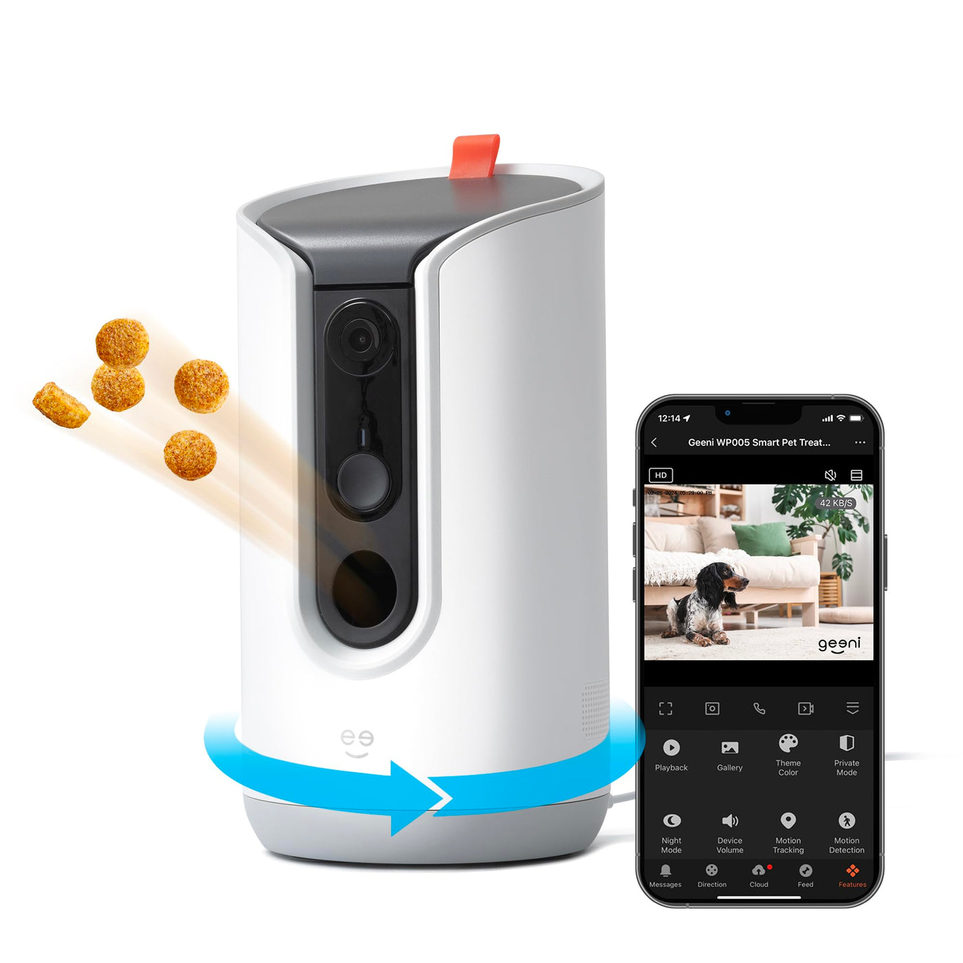 Geeni Pet Treat Dispenser with Camera for Automatic Cat and Dog Feeding