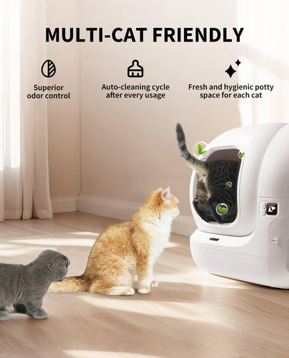Smart Self-Cleaning Litter Box with App Control & Safety Sensors