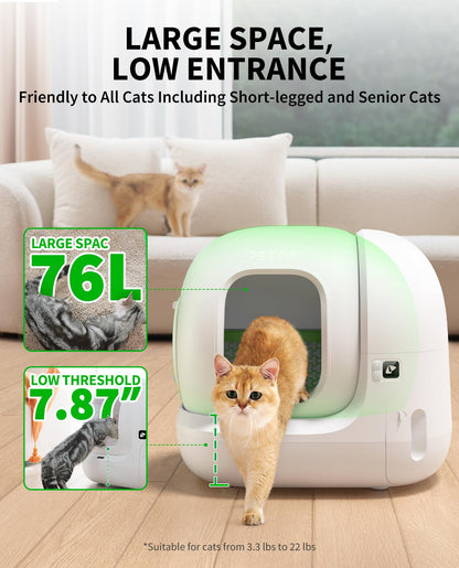 Smart Self-Cleaning Litter Box with App Control & Safety Sensors