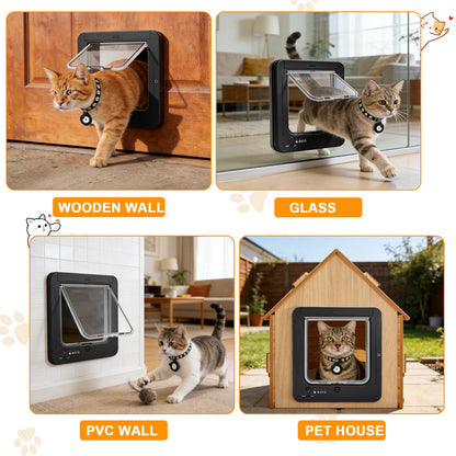 RFID Smart Cat Door with Remote Control & 4-Way Locking