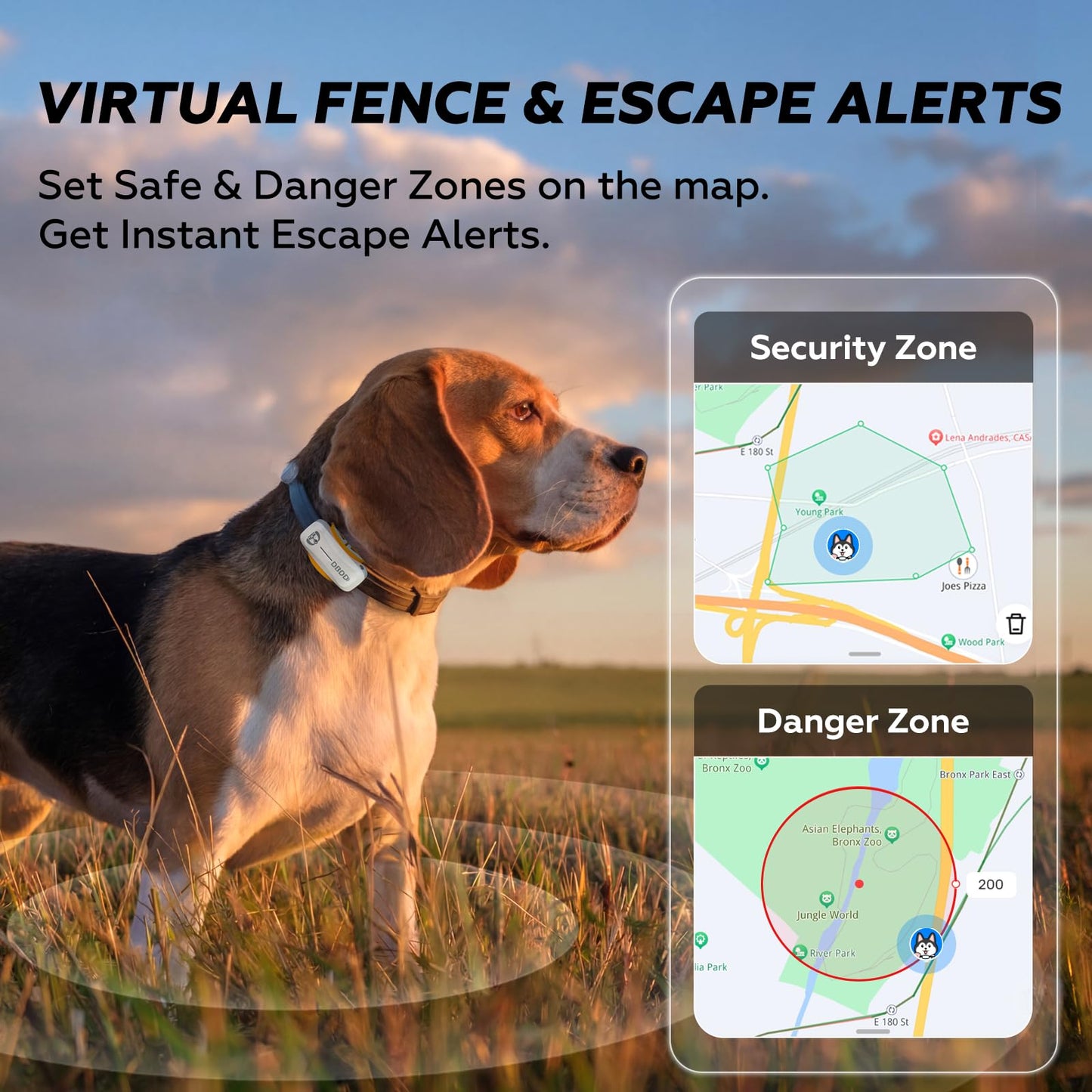 AI Dog GPS Tracker with Virtual Fence & Health Monitoring