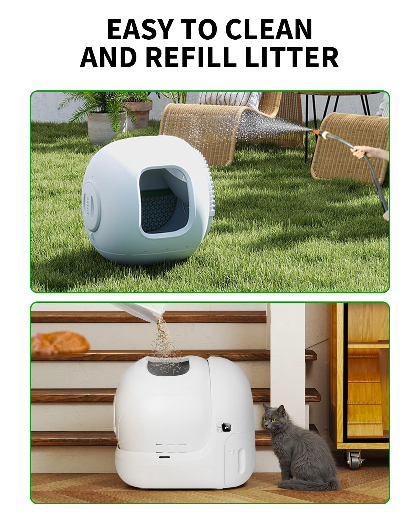 Smart Self-Cleaning Litter Box with App Control & Safety Sensors