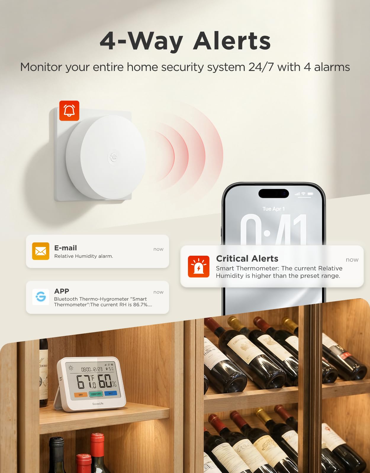 5-in-1 WiFi Temperature & Humidity Monitor with Weather Station
