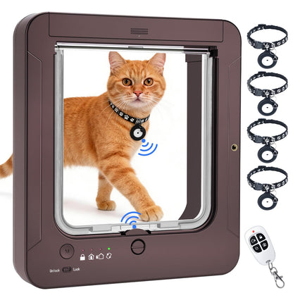 RFID Smart Cat Door with Remote Control & 4-Way Locking