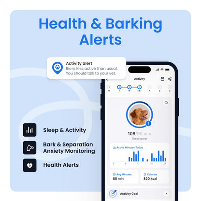 Tractive Smart Dog GPS Tracker | Live Pet Tracker with Virtual Fence | Vital Signs Monitoring of Heart & Respiratory Rate | Bark Monitoring | Dog Collar Attachment
