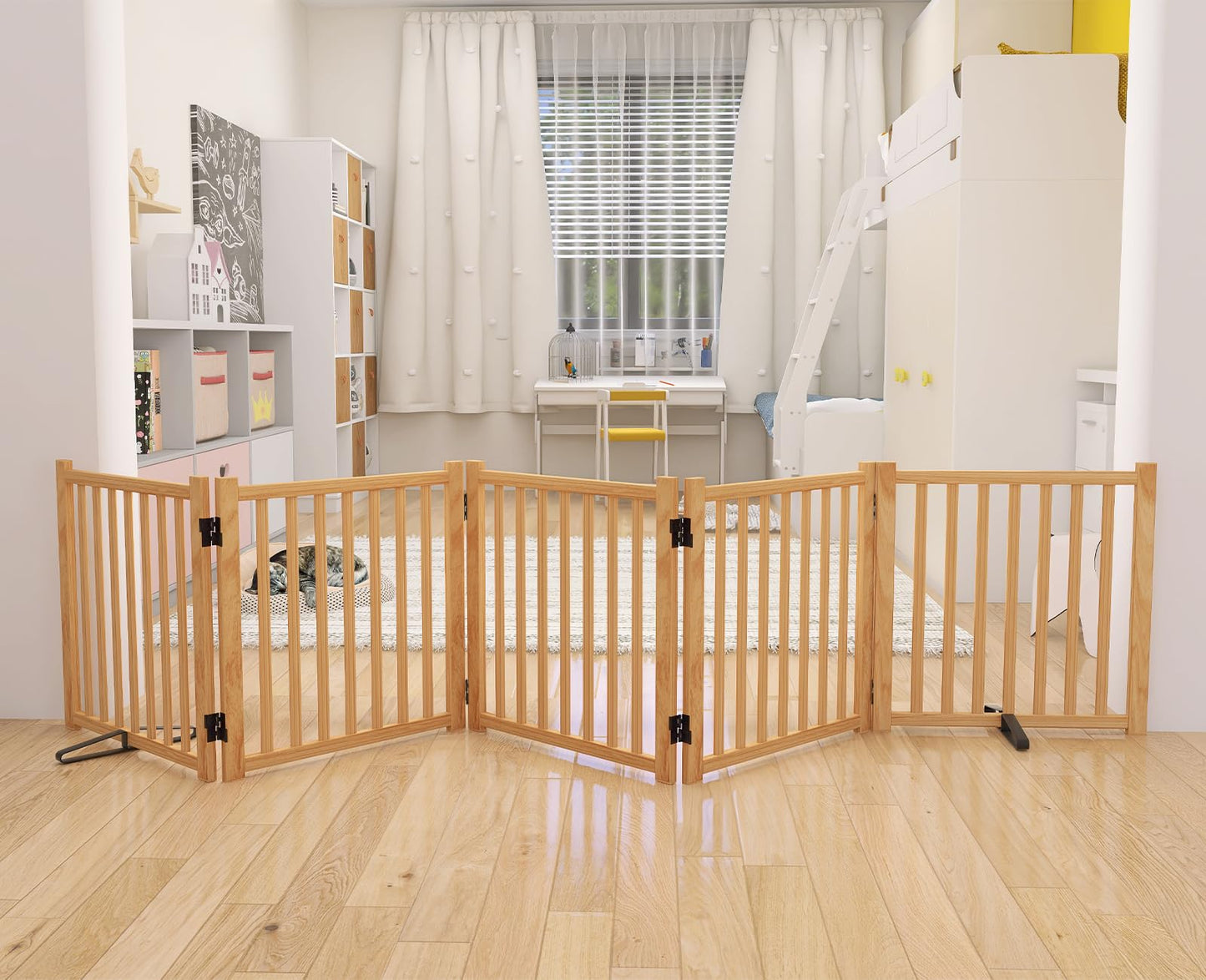 Wooden Freestanding Pet Gate for Doorways & Stairs