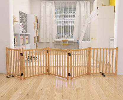Wooden Freestanding Pet Gate for Doorways & Stairs