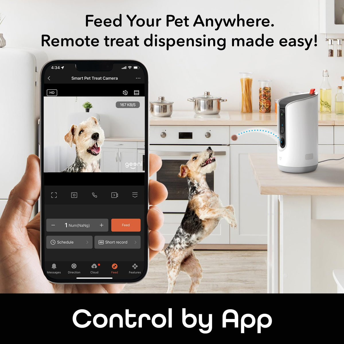Geeni Pet Treat Dispenser with Camera for Automatic Cat and Dog Feeding