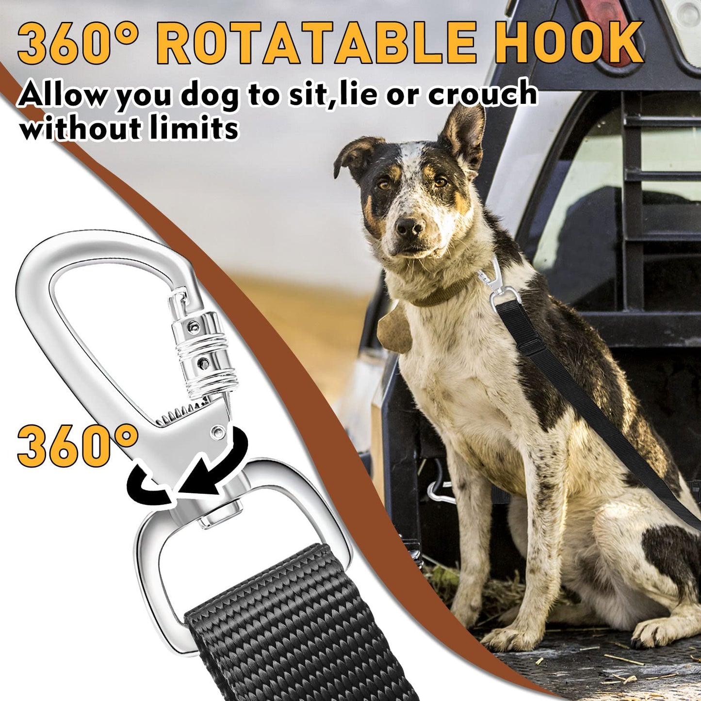 Snagle Paw Dog Leash for Truck Bed, Up to 150 lbs, 1 or 2 Dogs