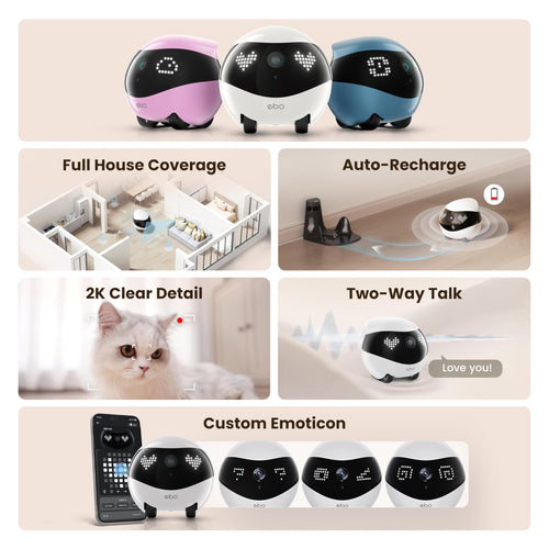 2K Smart Pet Camera Robot with Two-Way Talk & Night Vision