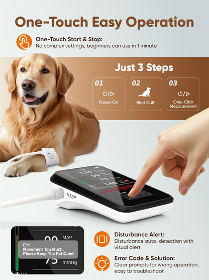 Veterinary Blood Pressure Monitor with 5 Cuffs & Data Memory