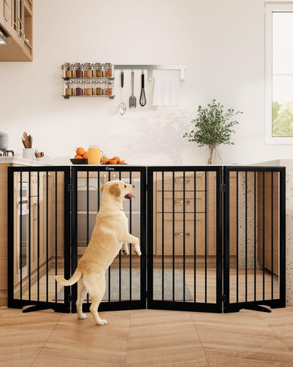 Freestanding Foldable Pet Gate with Stability Support Feet